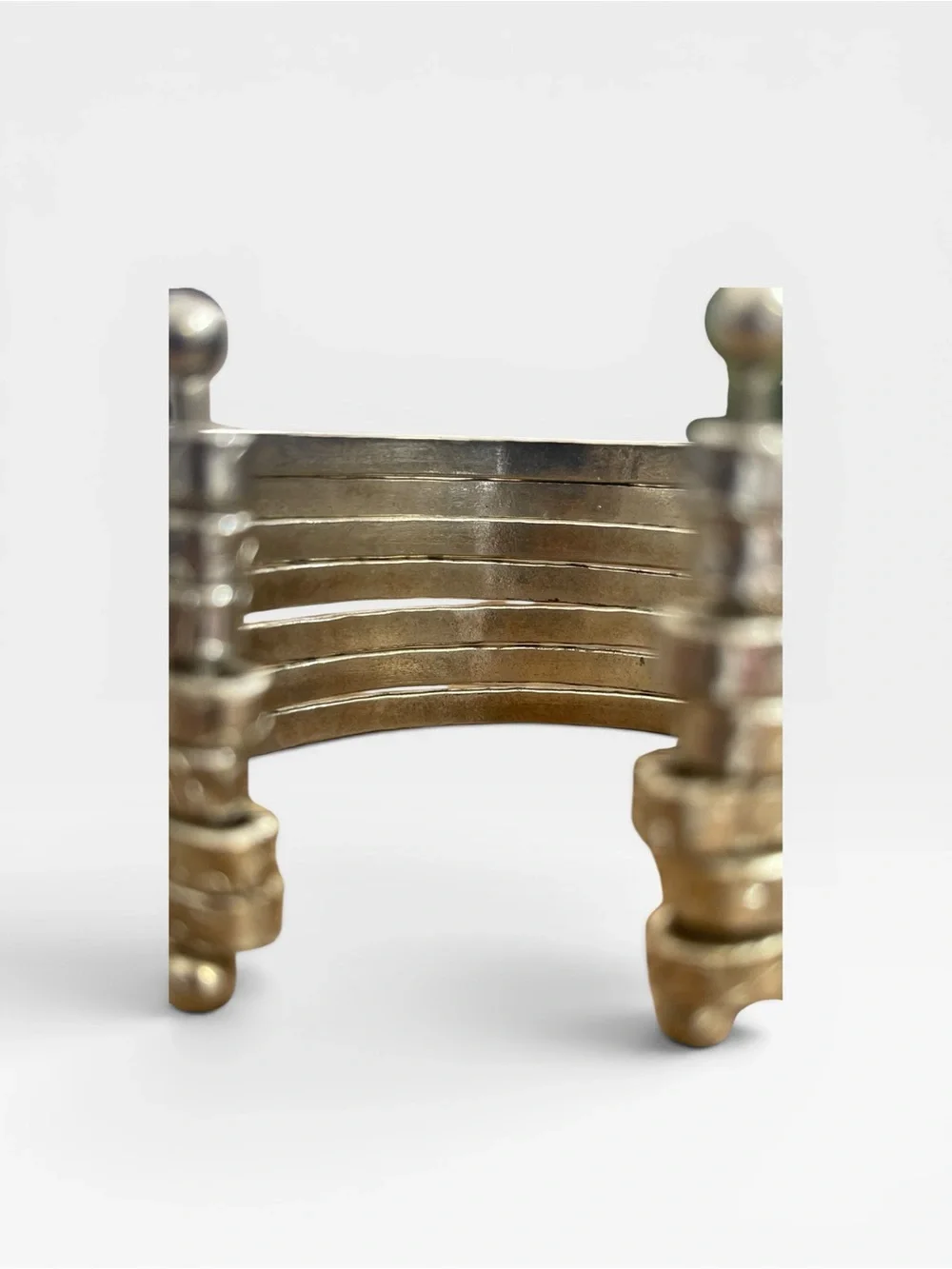 Hammered Silver Tone Wide Cuff Bracelet Boho Statement Adjustable Multi Band